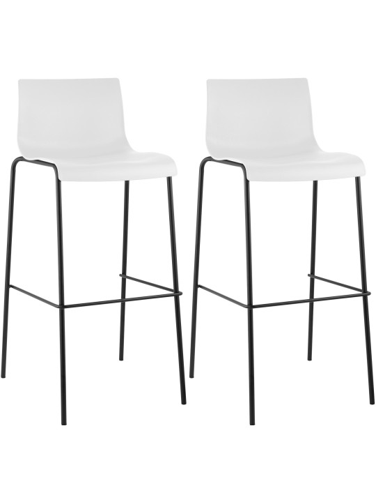 Set de 2 scaune de bar Hoover din plastic cadru de 4 picioare, alb Set de 2 scaune de bar Hoover din plastic cadru de 4 picioare, alb
