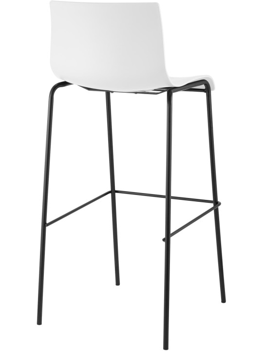 Set de 2 scaune de bar Hoover din plastic cadru de 4 picioare, alb Set de 2 scaune de bar Hoover din plastic cadru de 4 picioare, alb