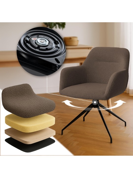 Scaun de sufragerie Merlinda material Teddy, maro Scaun de sufragerie Merlinda material Teddy, maro
