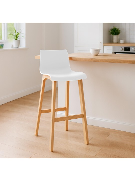 Scaun de bar Hoover Natura cadru de 4 picioare, alb