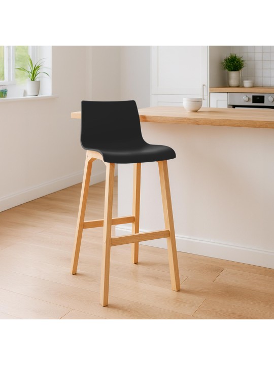 Scaun de bar Hoover Natura cadru de 4 picioare, negru