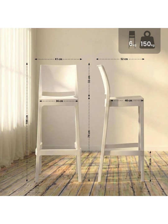 Scaun de bar Flamur, alb Scaun de bar Flamur, alb