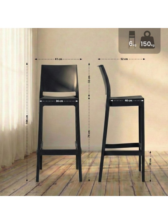 Scaun de bar Flamur, negru