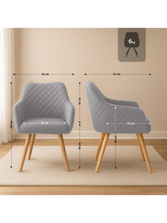 Scaun sufragerie Gent material natura, gri Scaun sufragerie Gent material natura, gri