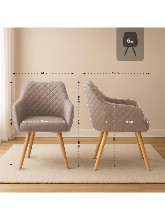 Scaun sufragerie Gent material natura, taupe Scaun sufragerie Gent material natura, taupe