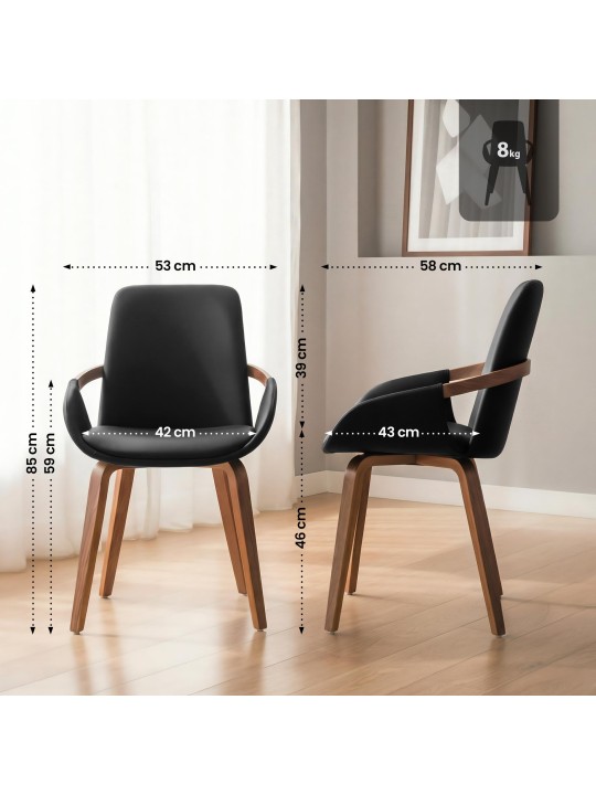 Scaun sufragerie Bertol piele artificială, nuc/negru Scaun sufragerie Bertol piele artificială, nuc/negru