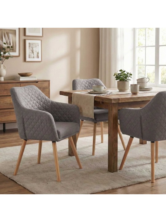 Scaun sufragerie Gent material natura, gri Scaun sufragerie Gent material natura, gri