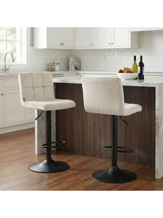 Scaun de bar catifea Peru, crem Scaun de bar catifea Peru, crem