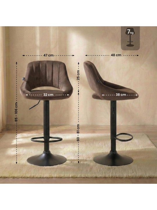 Scaun bar Milet catifea, maro Scaun bar Milet catifea, maro