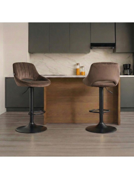Scaun bar Milet catifea, maro Scaun bar Milet catifea, maro