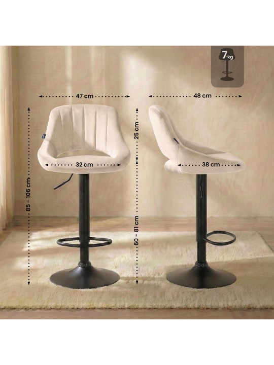 Scaun bar Milet catifea, crem Scaun bar Milet catifea, crem