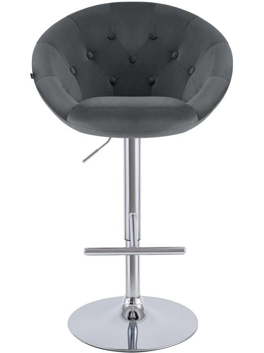 Scaun de bar London catifea crom, gri închis Scaun de bar London catifea crom, gri închis