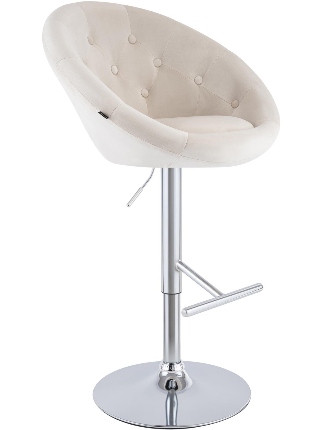 Scaun de bar London catifea crom, crem
