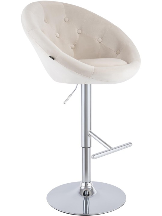 Scaun de bar London catifea crom, crem