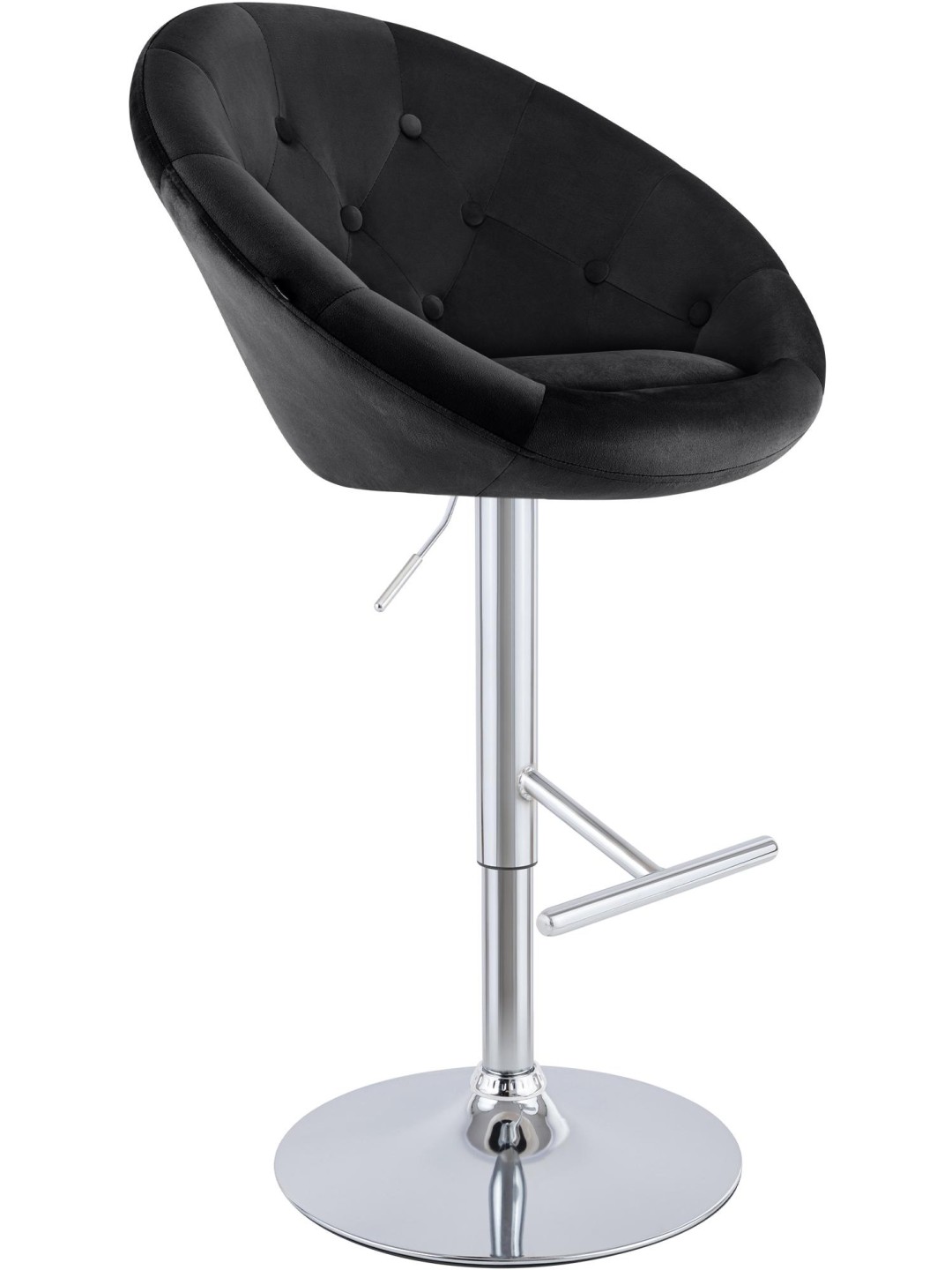 Scaun de bar London catifea crom, negru