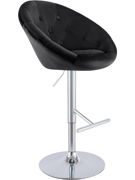 Scaun de bar London catifea crom, negru Scaun de bar London catifea crom, negru