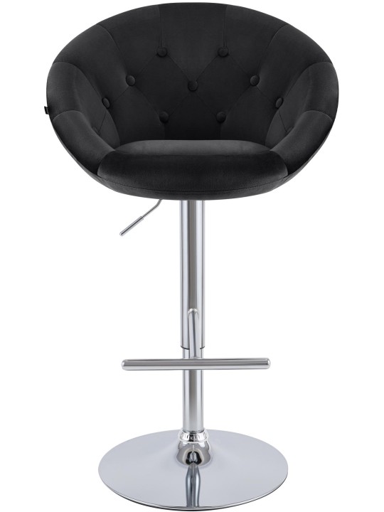Scaun de bar London catifea crom, negru Scaun de bar London catifea crom, negru