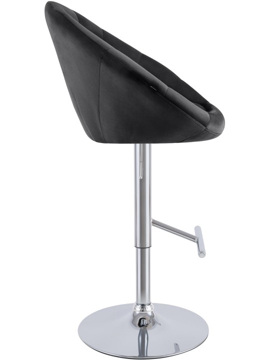 Scaun de bar London catifea crom, negru Scaun de bar London catifea crom, negru