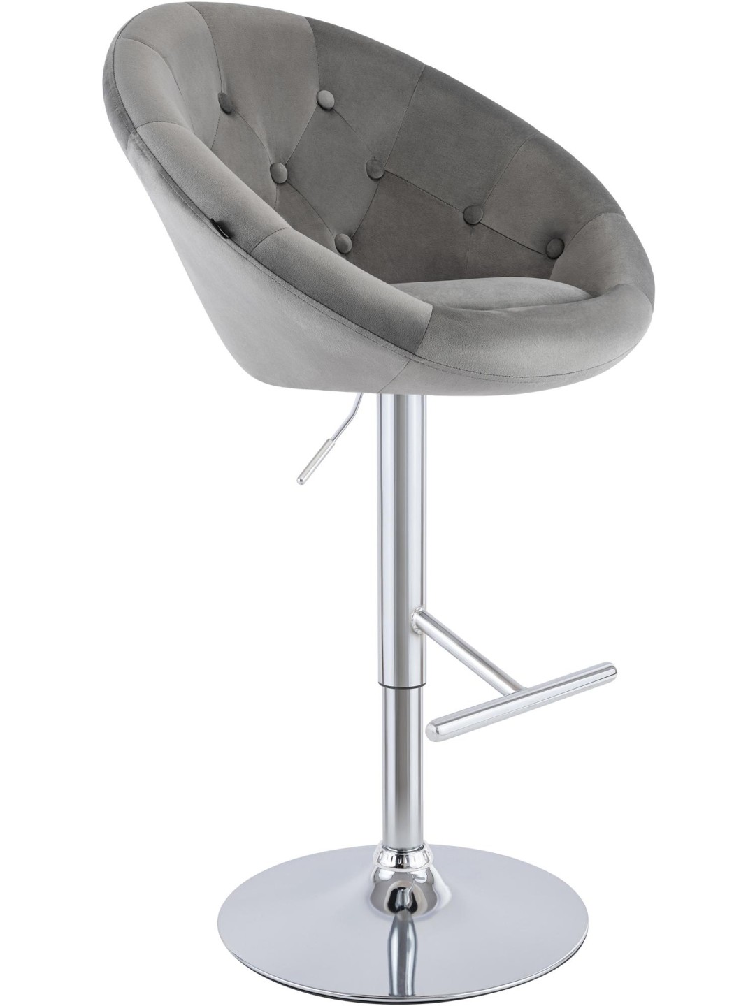 Scaun de bar London catifea crom, gri