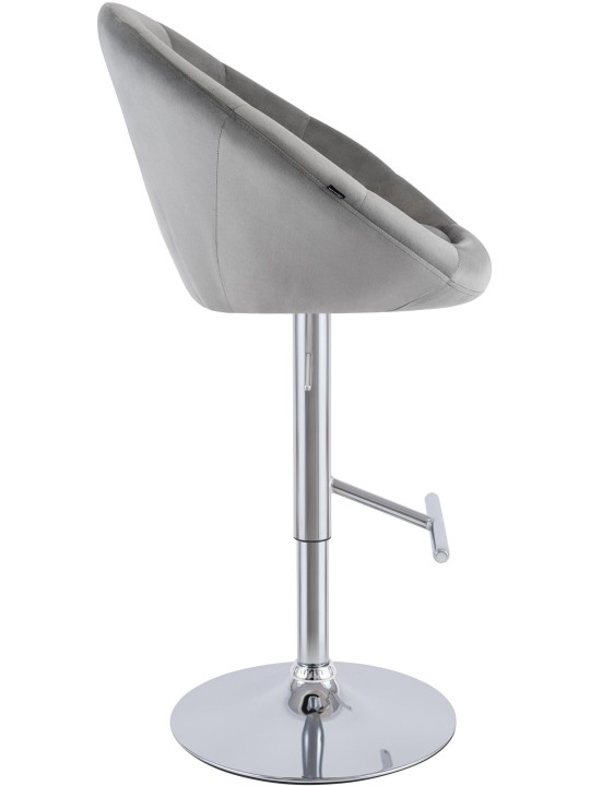 Scaun de bar London catifea crom, gri Scaun de bar London catifea crom, gri