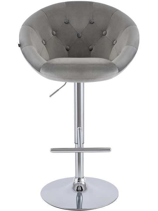 Scaun de bar London catifea crom, gri Scaun de bar London catifea crom, gri