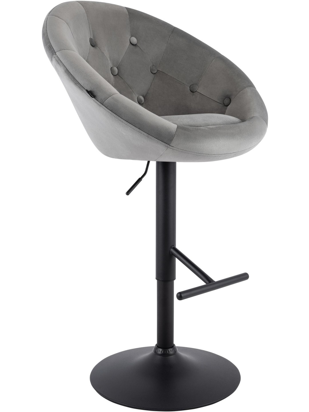 Scaun de bar London catifea negru, gri