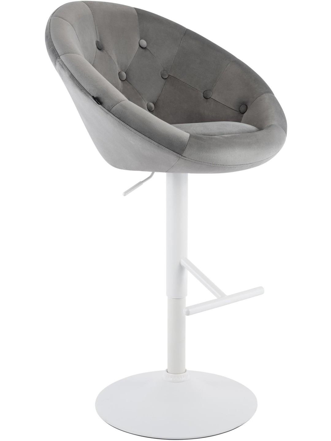 Scaun de bar London catifea alb, gri