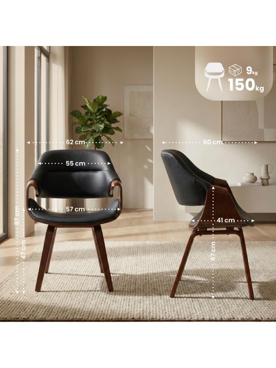 Scaun de sufragerie Maira piele artificială, nuc/negru Scaun de sufragerie Maira piele artificială, nuc/negru