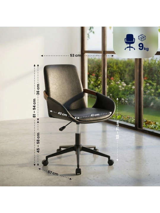Scaun de birou Daina piele artificială, nuc/negru Scaun de birou Daina piele artificială, nuc/negru