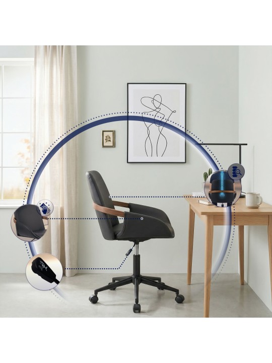 Scaun de birou Daina piele artificială, nuc/negru Scaun de birou Daina piele artificială, nuc/negru