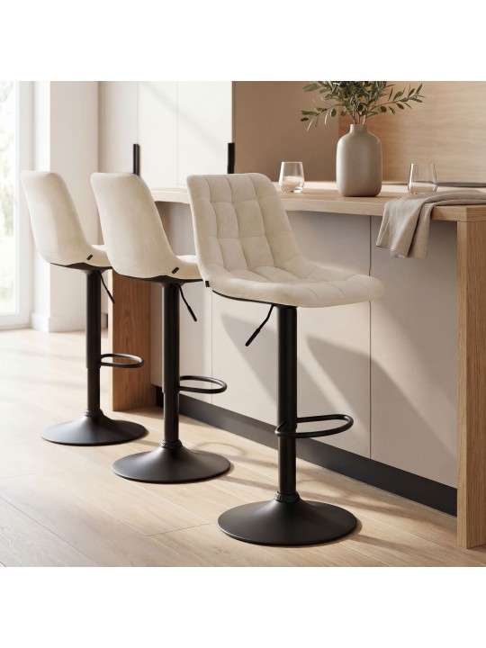 Scaun de bar Mapun catifea, crem Scaun de bar Mapun catifea, crem
