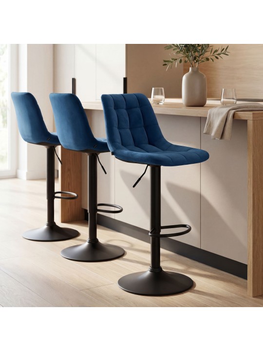 Scaun de bar Mapun catifea, albastru Scaun de bar Mapun catifea, albastru