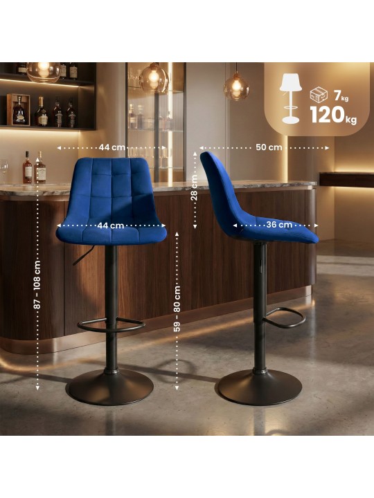 Scaun de bar Mapun catifea, albastru Scaun de bar Mapun catifea, albastru