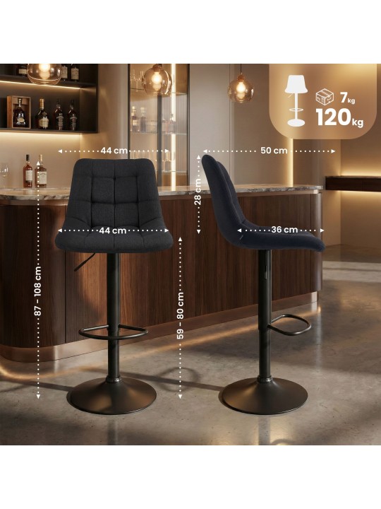 Scaun de bar Mapun material textil, negru Scaun de bar Mapun material textil, negru