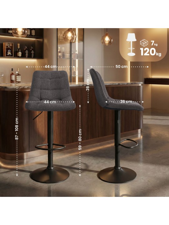 Scaun de bar Mapun material textil, gri închis Scaun de bar Mapun material textil, gri închis