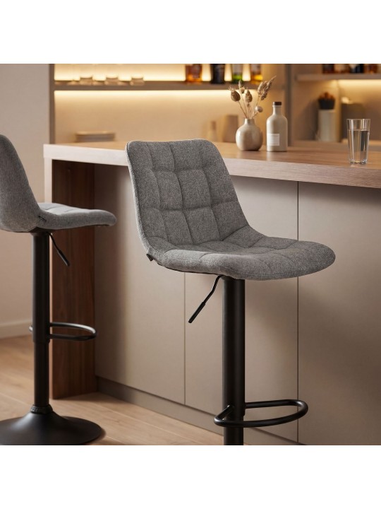 Scaun de bar Mapun material textil, gri Scaun de bar Mapun material textil, gri