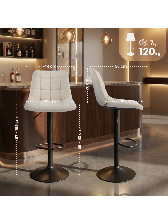 Scaun de bar Mapun material textil, crem Scaun de bar Mapun material textil, crem