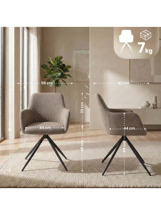 Set 2 scaune de sufragerie Olema material textil, taupe Set 2 scaune de sufragerie Olema material textil, taupe