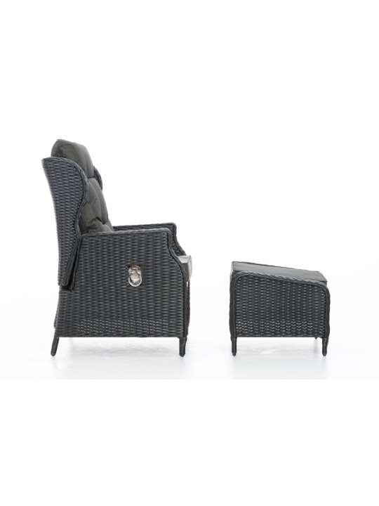 Fotoliu Breno incl. taburet antracit, negru