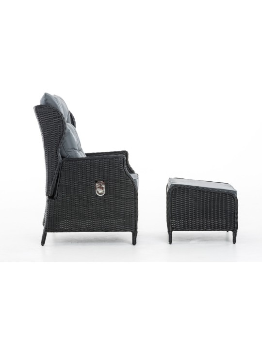 Fotoliu Breno incl. taburet fier gri, negru