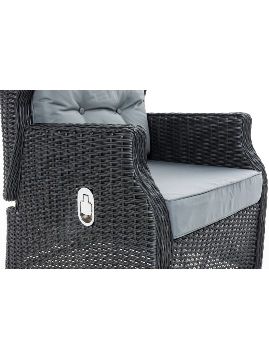 Fotoliu Breno incl. taburet fier gri, negru