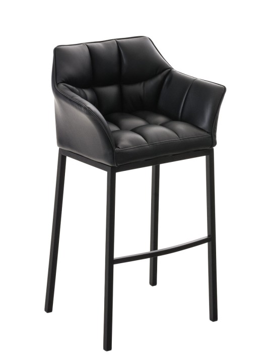 Scaun de bar Damaso B cu cadru de 4 picioare, negru