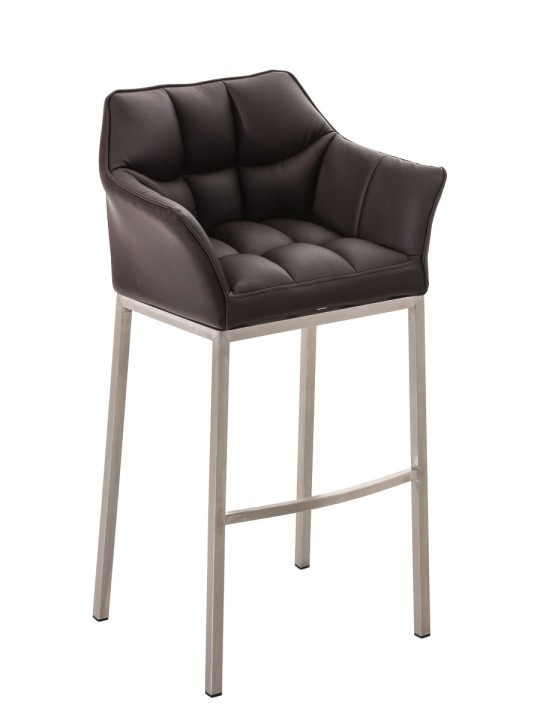 Scaun de bar Damaso E cu cadru de 4 picioare, maro