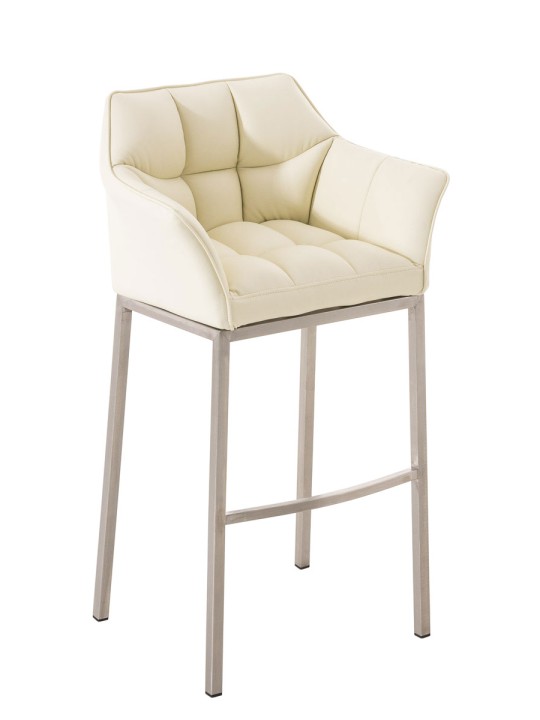 Scaun de bar Damaso E cu cadru de 4 picioare, crem