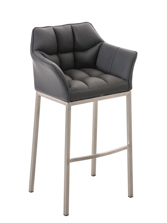 Scaun de bar Damaso E cu cadru de 4 picioare, gri