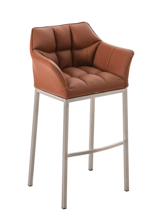 Scaun de bar Damaso E cu cadru de 4 picioare, maro deschis