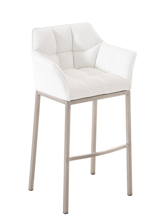 Scaun de bar Damaso E cu cadru de 4 picioare, alb