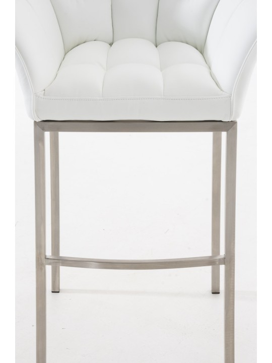 Scaun de bar Damaso E cu cadru de 4 picioare, alb