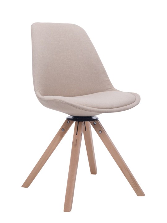 Scaun vizitator pătrat Troyes pivotant Natura Fabric, crem