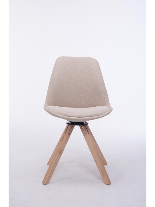 Scaun vizitator pătrat Troyes pivotant Natura Fabric, crem